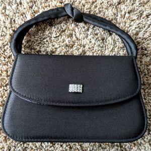 Elegant Black Satin Evening Handbag